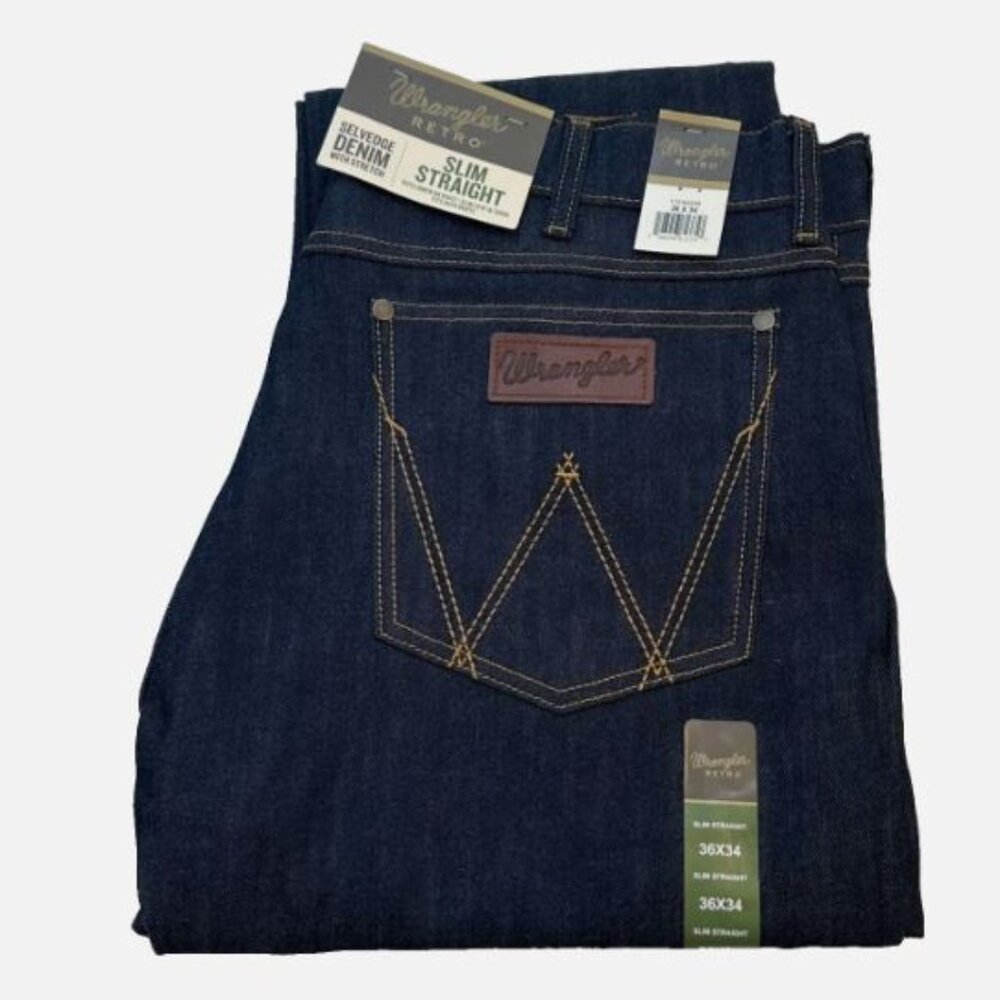 Wrangler W36 L34 Selvedge Denim Men's Jeans Slim Straight Leg 88MWZ 10.9 oz.